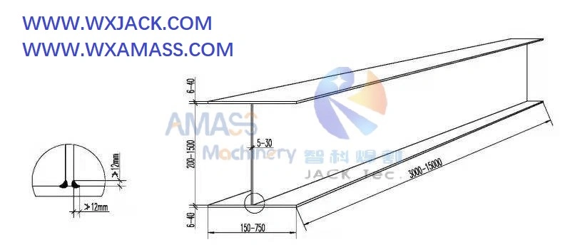 Steel Structure Fit Up Full T I H Beam Fabrication Production Machine